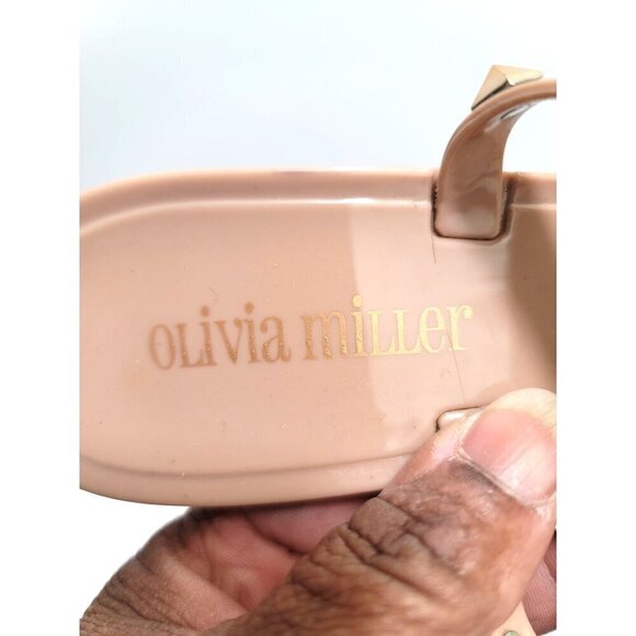 Olivia Miller Womens Studded Jelly Flit Flot Thong Sandals Nude Beige Size 6 - Picture 5 of 9
